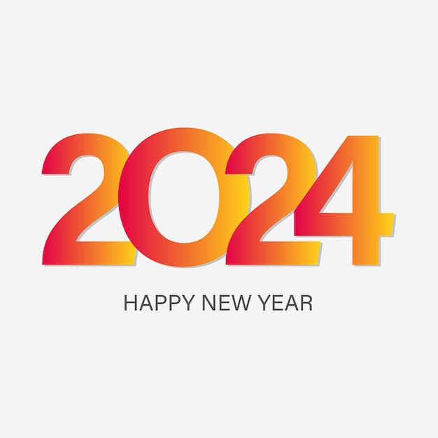 Retro colorido Feliz año nuevo celebración de 2024 saludo de fondo brillante ilustración del logotipo vectorial