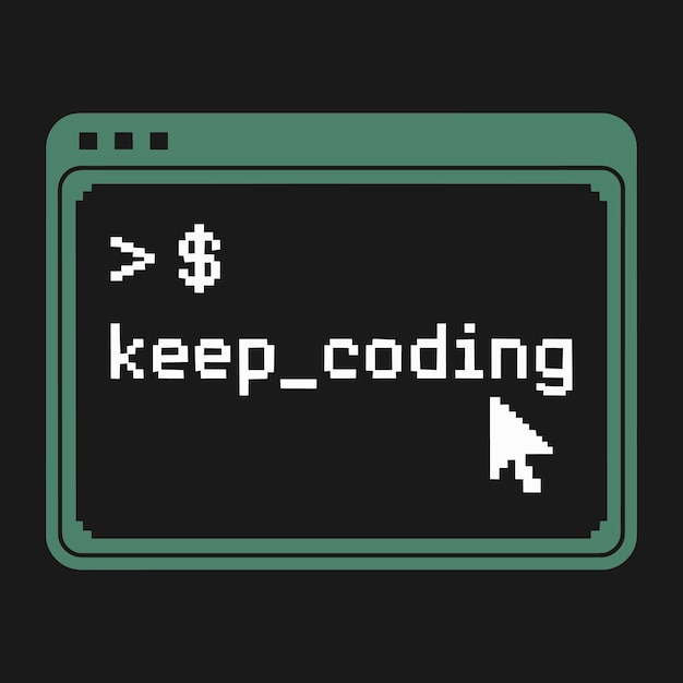 Retro computer terminal tshirt design with green text and blinking cursor keep_coding