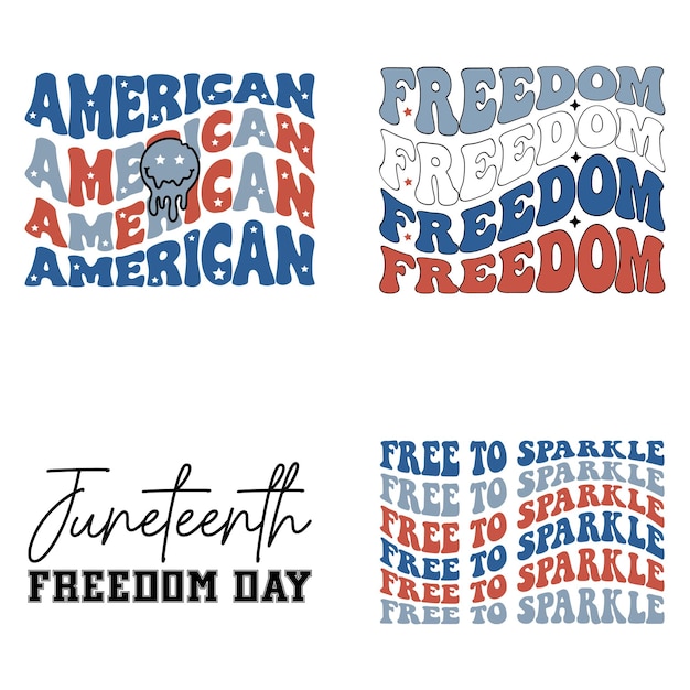 Retro Día de la Libertad Bundle de diseño Svg