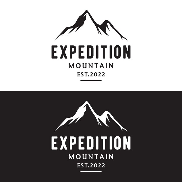 Retro diseño de plantilla de logotipo de explorador de montaña vintageLogotipo para acampada de negocios de escaladores y insignia