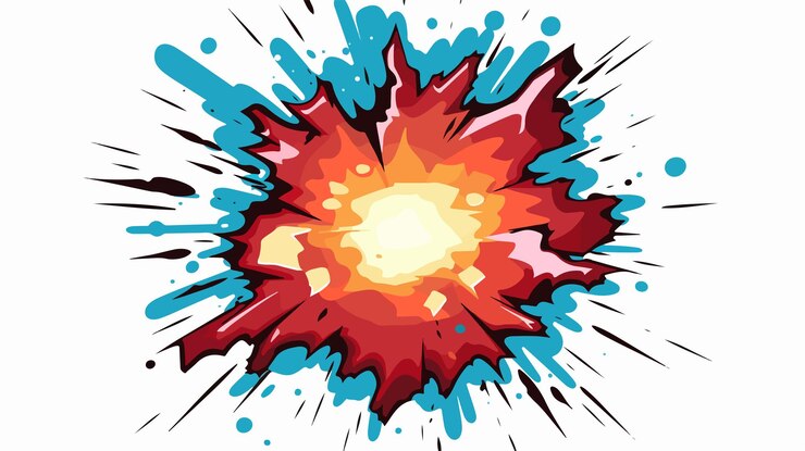 Vector retro distressed cartoon pop explosion sticker (etiqueta de explosión de dibujos animados en apuros)