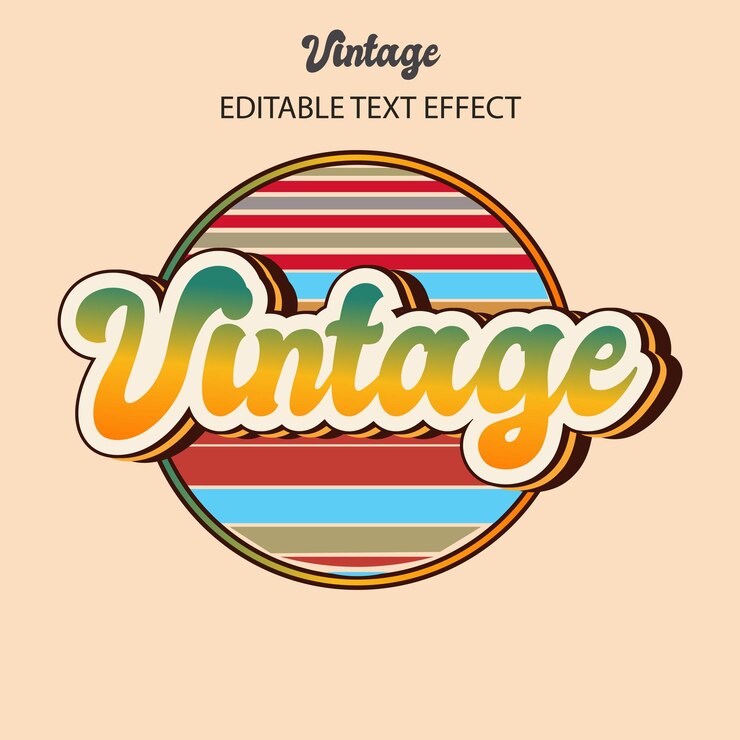 Vector retro, efecto de texto vintage, años 70 y 80 editables, retro vintage y efecto de texto clásico.