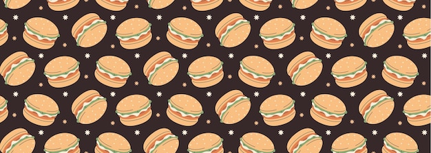 Retro estética de los años 90 Hamburguesas patrón sin costuras comida rápida repetición adorno