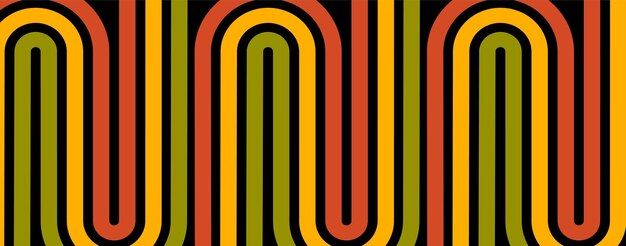 retro fondo línea años 70 vintage patrón abstracto curva gráfico vector camino diseño forma
