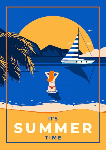 Retro Fondo de verano Diseño plano Hora de verano 6