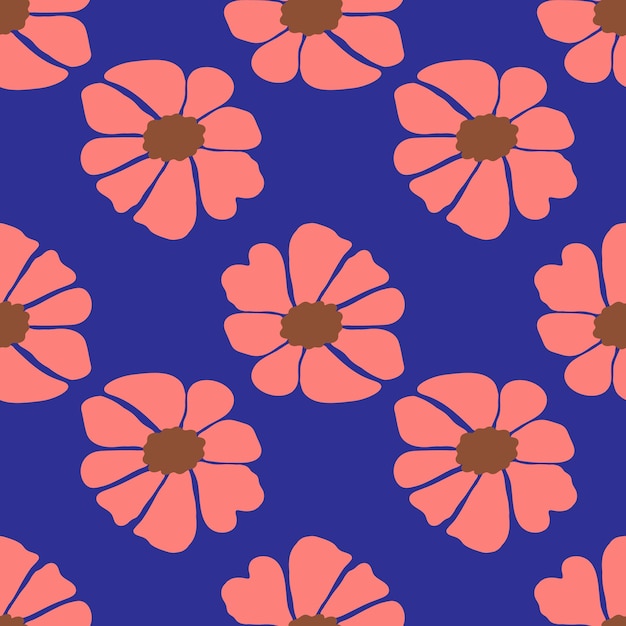 Retro groovy flores de patrones sin fisuras Fondo floral vintage Fondo de pantalla botánico estilizado abstracto Diseño para tela textil impresión papel de regalo moda interior cubierta ilustración