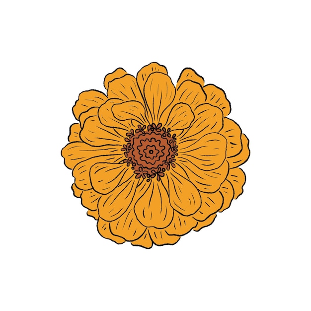 Retro Groovy Flower Botanical vintage flower Diseño para empaque de redes sociales Imprimir en camisetas Tarjetas Imágenes prediseñadas florales inspiradas en la ilustración vectorial Groovy Hippy Doodle de los años 70 aislada