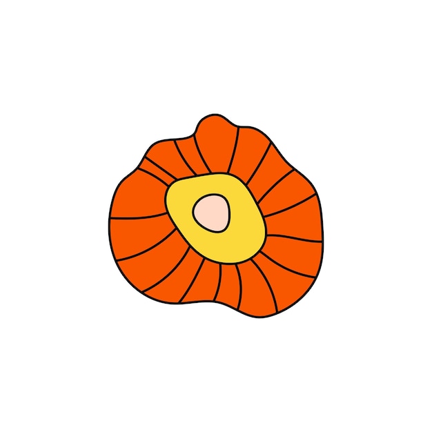 Retro Groovy Flower Element Daisy icono plano en estilo doodle Linda flor hippy dibujada a mano inspirada en los años 70 Ilustración vectorial vintage aislada sobre fondo blanco Estampado floral