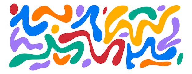 Retro groovy hippie años 60 años 70 años formas abstractas conjunto forma fluida orgánica manchas coloridas garabateo ondulado