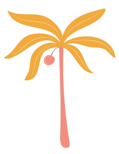 Retro groovy tropic palm verano dibujado a mano clipart