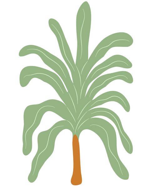 Vector retro groovy tropic palm verano dibujado a mano clipart