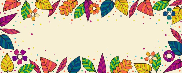 Vector retro hojas multicolores marco de fondo doodle peculiar verano y otoño pancarta con hojas