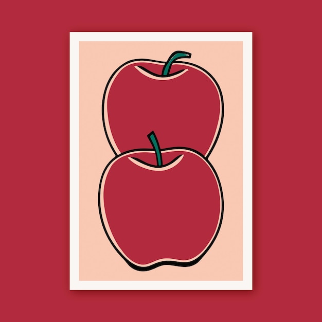 Vector retro linograbado arte dibujo manzanas amante de la fruta imprimir