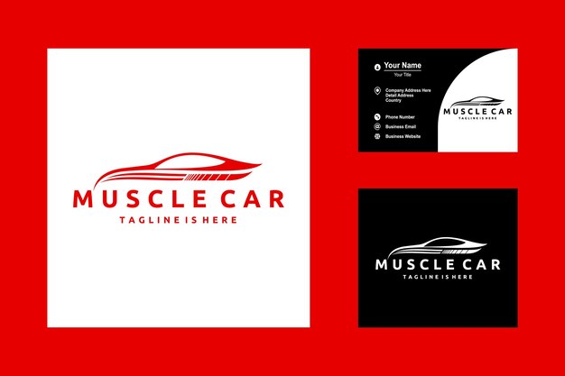 Retro Muscle Car Icon Logo Vector Design Ilustración aislada sobre fondo blanco