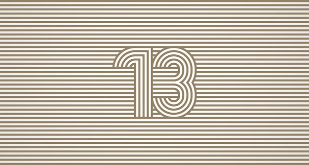 Retro número 13 con fondo a rayas