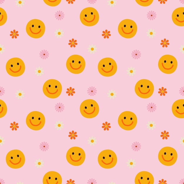 retro de patrones sin fisuras con sonrisa