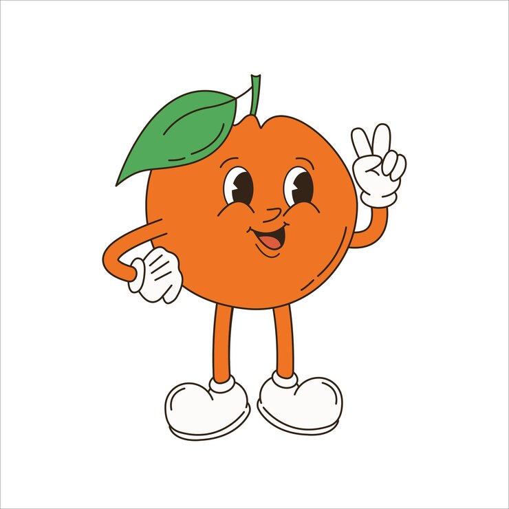 Retro personajes de frutas groovy mascota de dibujos animados funky de manzana pera fresa plátano sandía con
