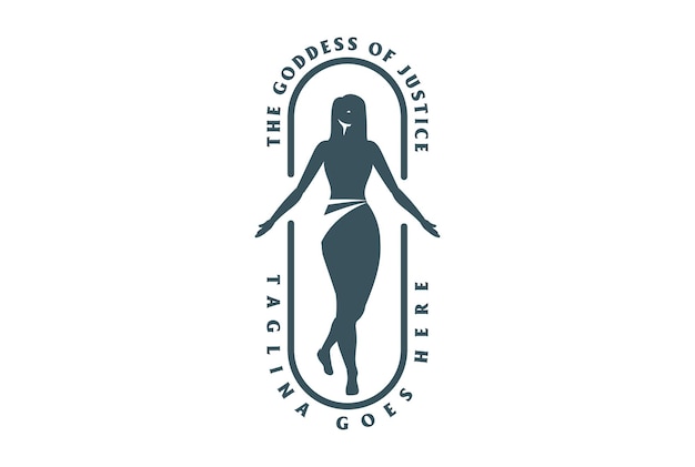 Retro pie mujer niña dama diosa artemis silueta diseño logotipo