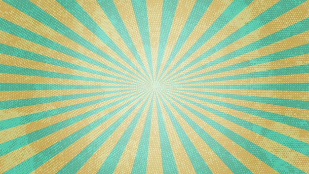 Retro rayos de sol de color verde limón en medio tono bg arte pop dibujos animados