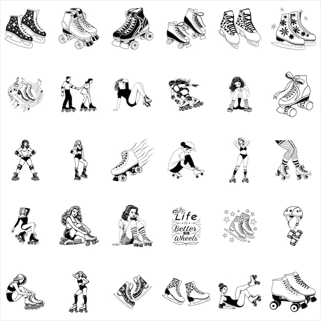 Retro Roller Skates y PinUp Girls SVG Bundle (complejo de juegos de videojuegos)