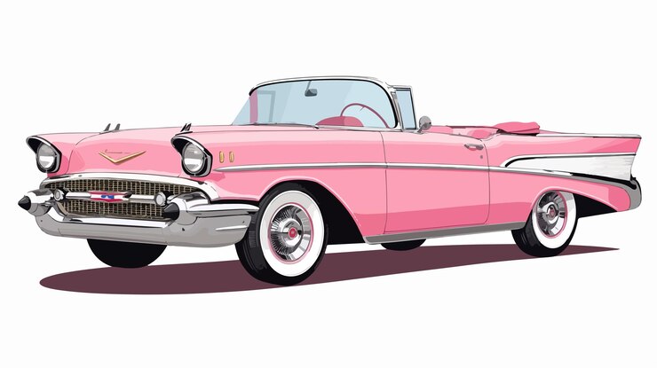 Retro rosa americano descapotable coche de época fotografía de vehículos clásicos