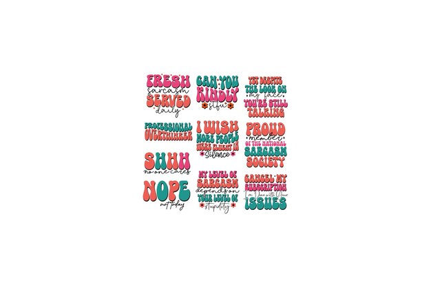 Retro sarcástico SVG BUNDLE de diseño