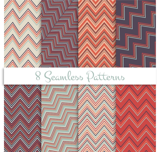 Retro seamless zig zag patrones de conjunto