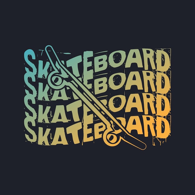 retro skateboarding text with skateboard illustration