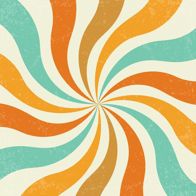 Vector retro sun burst vintage background swirl wallpaper con grunge espiral rayos circo ilustración