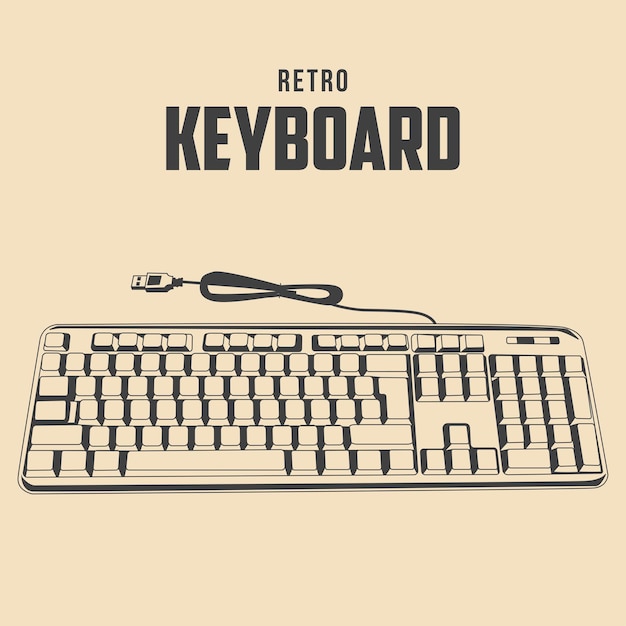 retro, teclado, vector Colección de ilustraciones