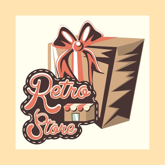 Retro tienda de compras regalo estilo vintage vector ilustración