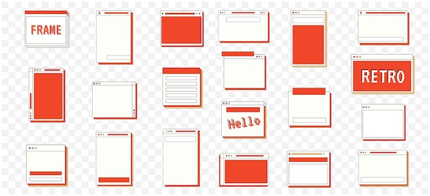 Retro Ui Frame Desktop Windows Cuadros de mensajes y elementos de interfaz de usuario para la web