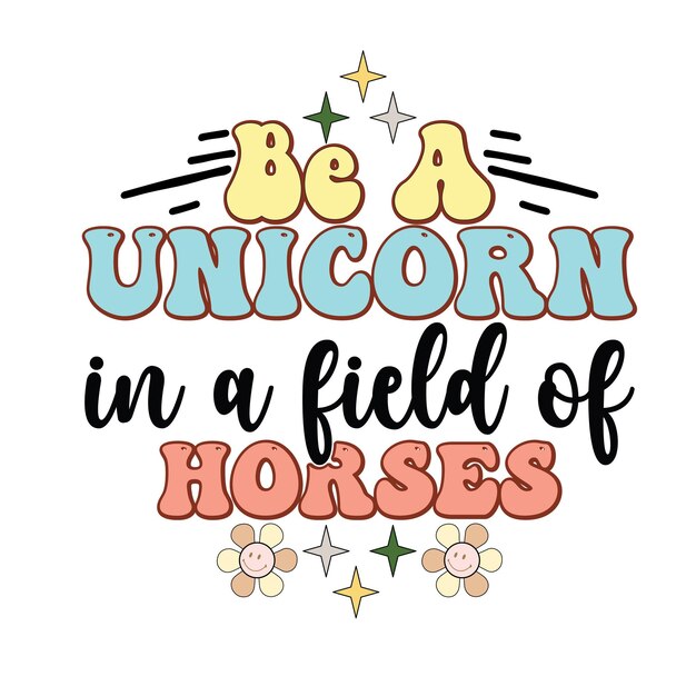 Retro unicorn kids svg t camisa unicorn svg cricut unicorn diseño vectorial de tipografía