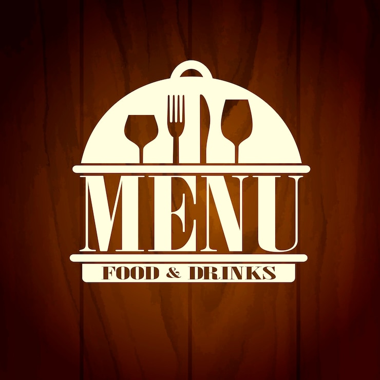 Vector retro vintage alimentos y bebidas menú fondo de madera ilustración vectorial