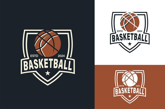 Retro vintage american sports shield el logotipo del club de baloncesto el club de baloncesto