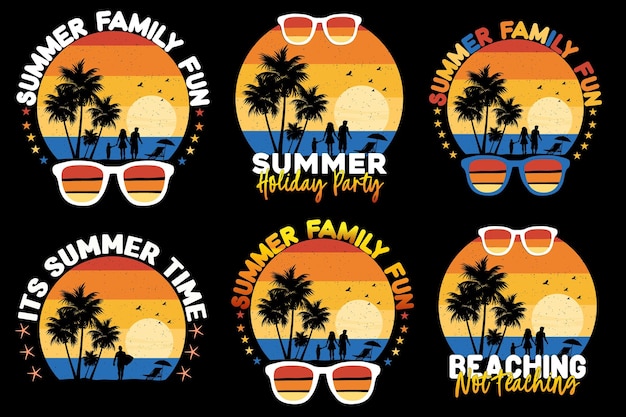 Retro Vintage camiseta de verano Diseño de verano vacaciones en la playa camisetas de verano surf camiseta vector