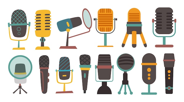 Retro Vintage Conjunto de Podcast Equipos o herramientas Elementos maravilloso paquete Vintage Objetos Pegatina