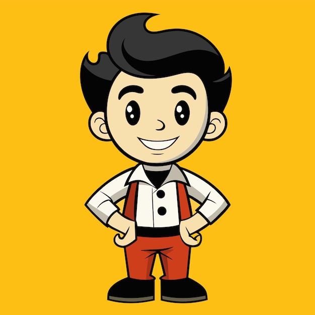 Retro Vintage dibujado a mano plano elegante mascota dibujo de personajes de dibujos animados sticker icono concepto aislado
