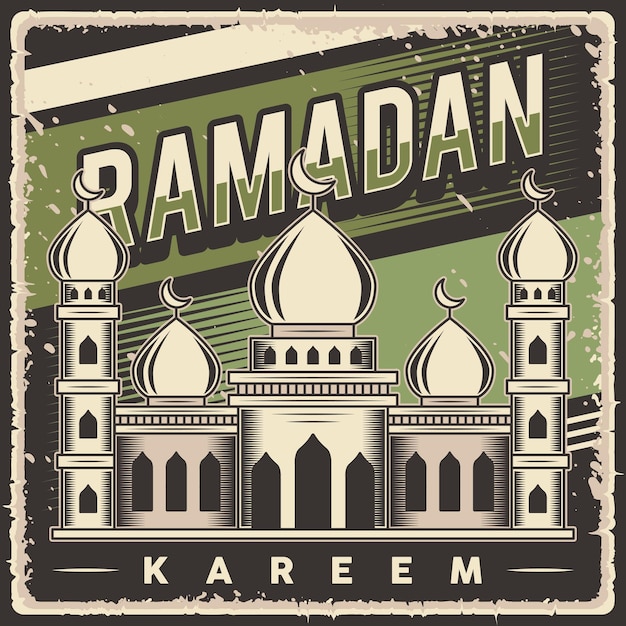 Retro vintage ramadán kareem póster