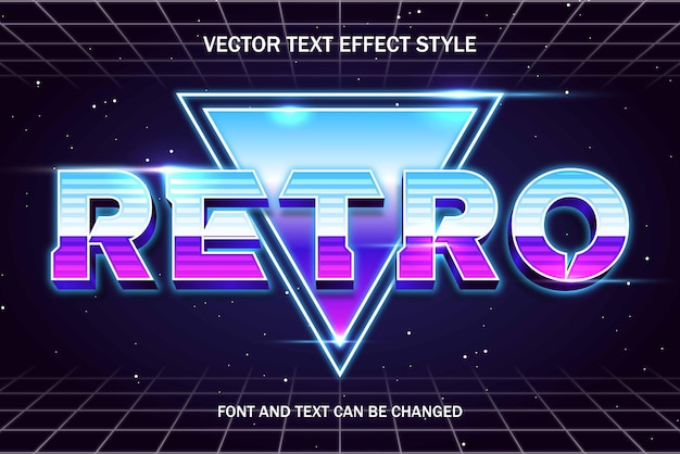 Vector retro wave vaporize synthwave estilo azul tipografía efecto de texto editable diseño de plantilla de estilo de fuente