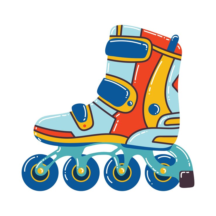 Vector retro y2k dibujos animados patines en línea o patines aislados sobre fondo blanco