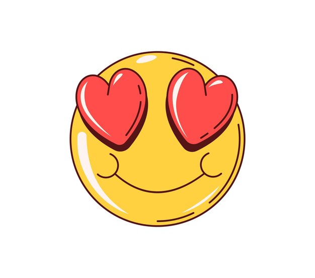 Retro y2k emoji de amor con ojos de corazón rojo