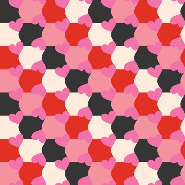 Retro39s Día de San Valentín romántico patrón sin costuras con lindos corazones de dibujos animados fondo de amor para el 14 de febrero