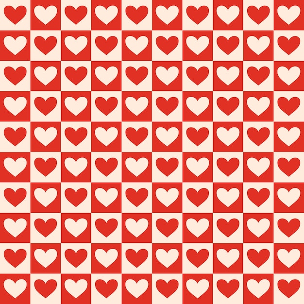 Retro39s Día de San Valentín romántico patrón sin costuras con lindos corazones de dibujos animados fondo de amor para el 14 de febrero
