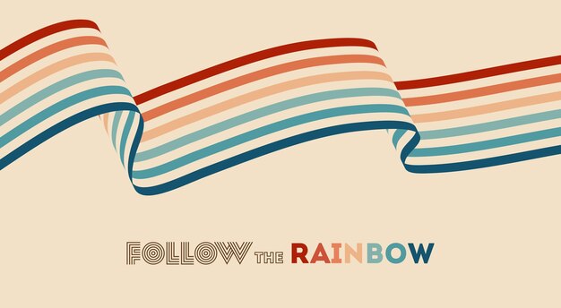 Retrowave 80s art retro arco iris vector ilustración fondo con cita inspiradora