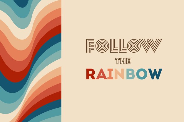 Retrowave 80s art retro arco iris vector ilustración fondo con cita inspiradora