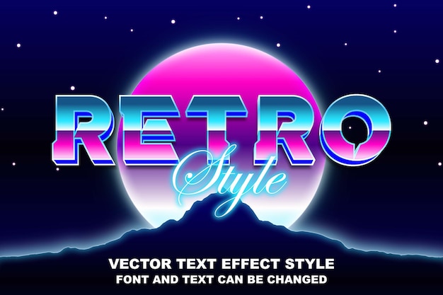 retrowave synthwave estilo cyberpunk tipografía texto editable efecto fuente plantilla diseño luz de neón