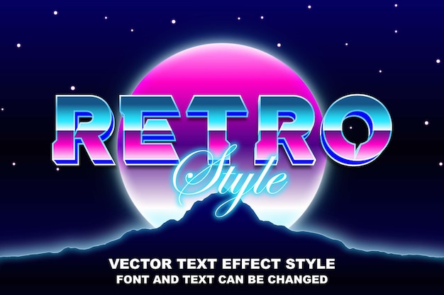 Vector retrowave synthwave estilo cyberpunk tipografía texto editable efecto fuente plantilla diseño luz de neón