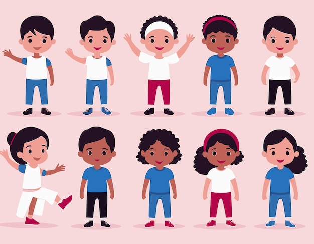Reunión alegre Niños Amistad Diversión juntos Niños multiculturales felices Entretenimiento único