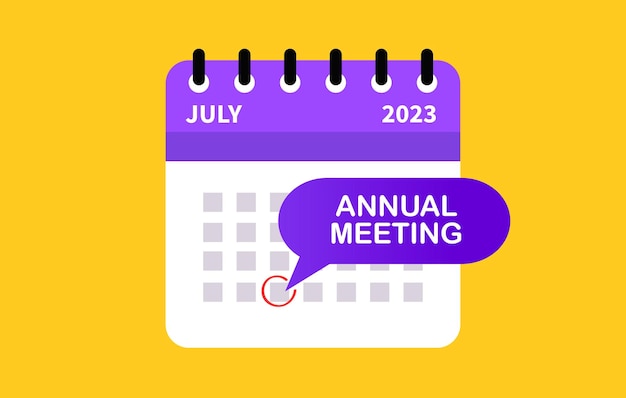 Reunión anual calendario de julio icono de reunión anual púrpura plana calendario de julio icono vectorial